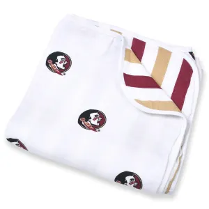 Three Little Anchors Seminole Logo Design Four Layer Blanket - White