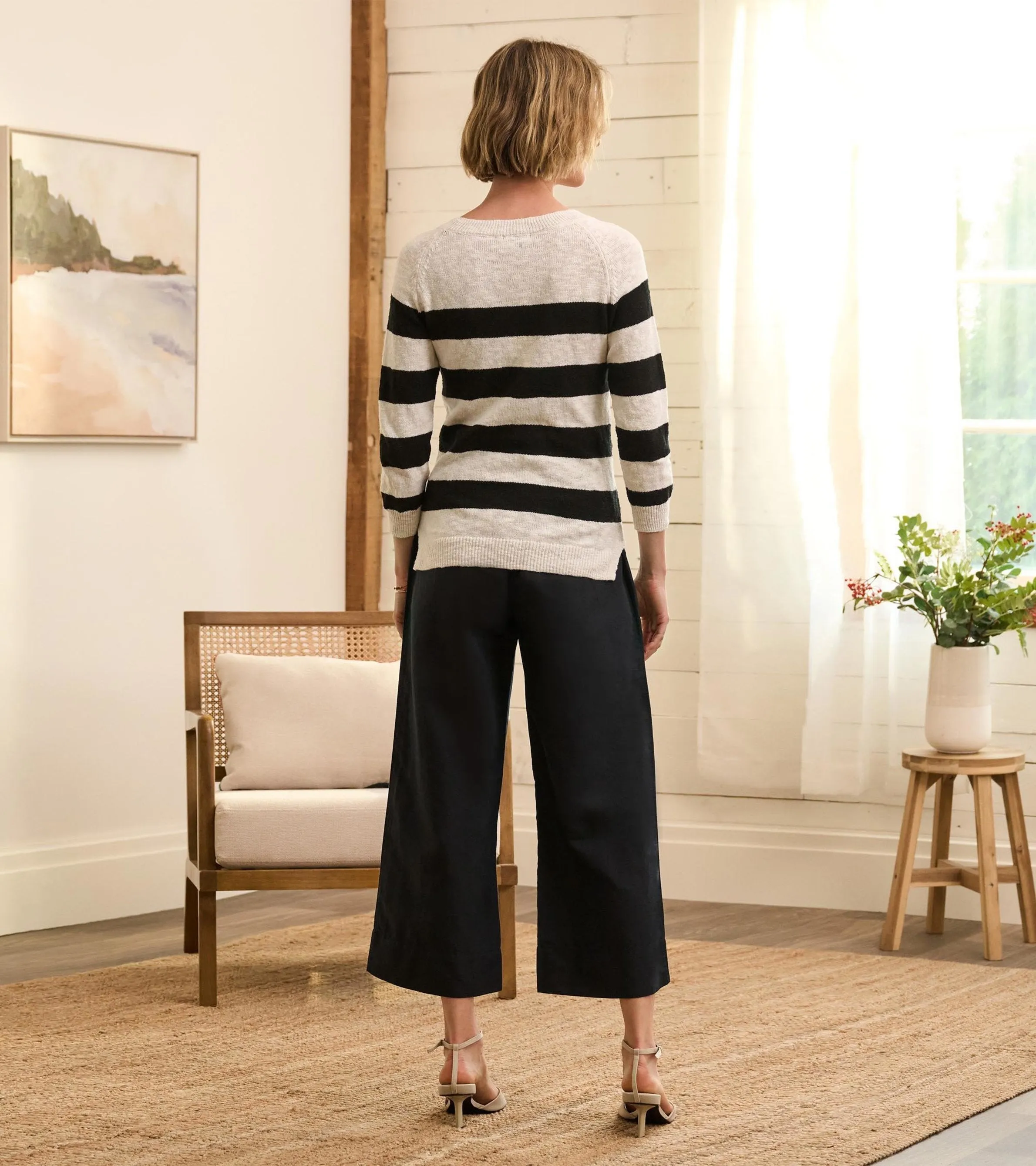 Tie Front Pants - Caviar Linen -Hatley