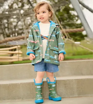 Toddler Boys Big Trucks Button-Up Rain Jacket -Hatley
