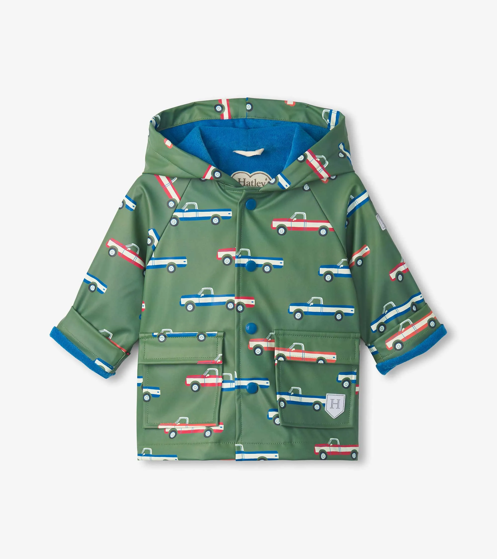 Toddler Boys Big Trucks Button-Up Rain Jacket -Hatley