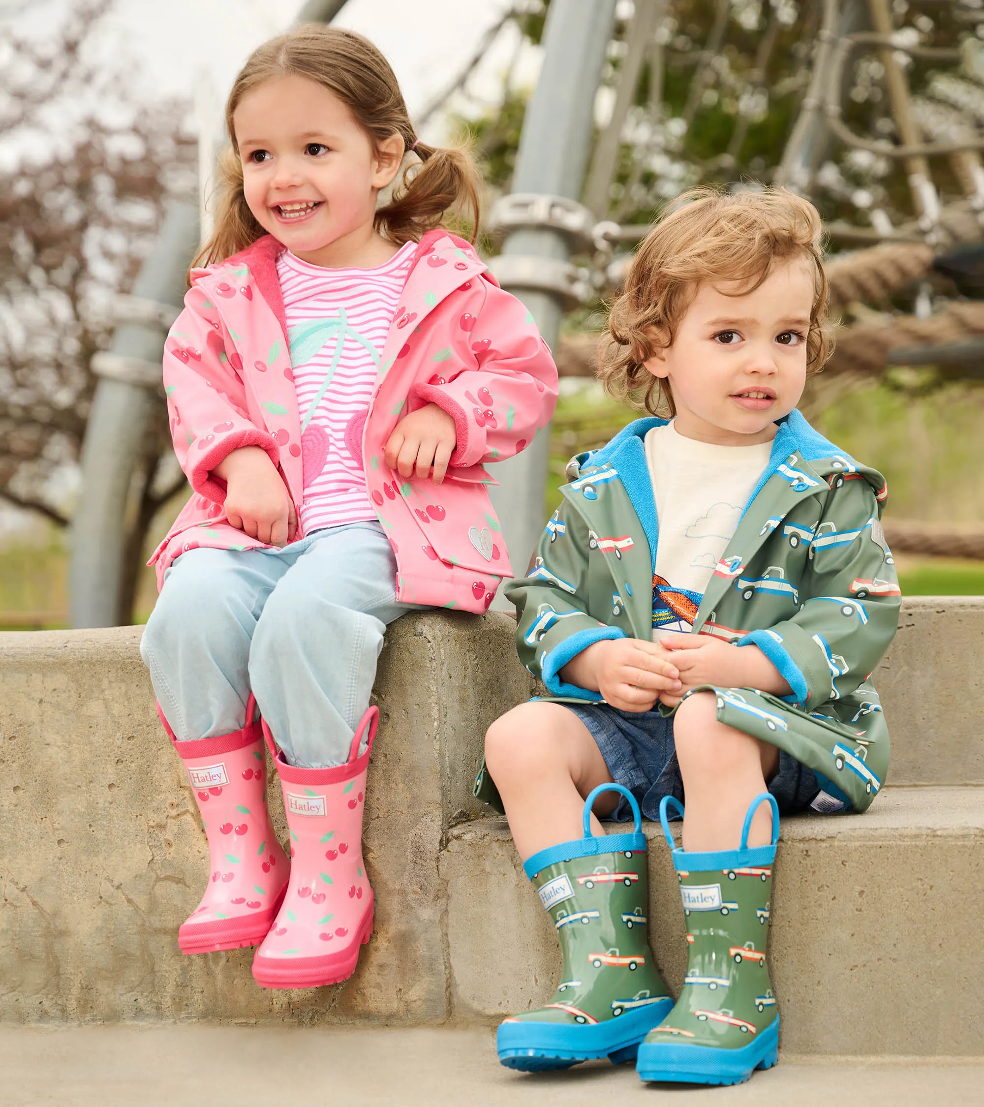 Toddler Girls Cherries Button-Up Rain Jacket -Hatley