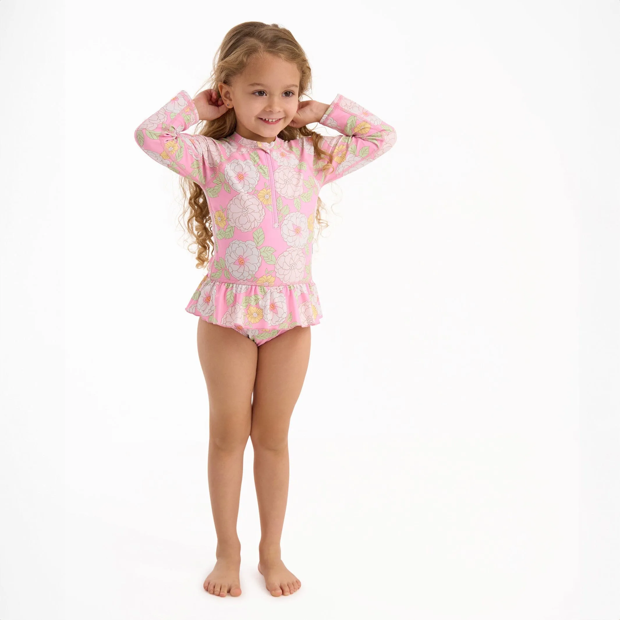 Toddler Girls UPF 50  Peonies Rash Guard Gerber Childrenswea