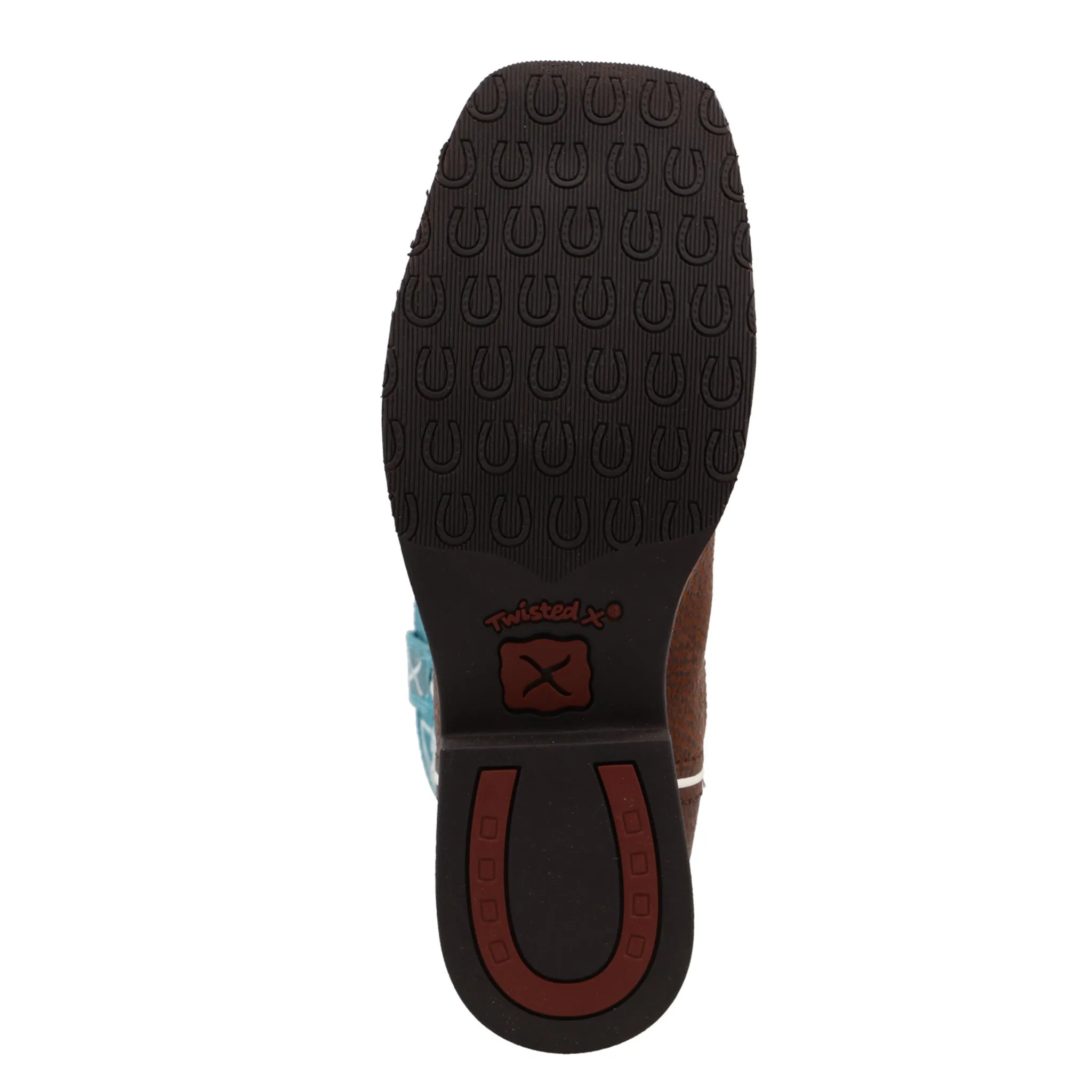 Twisted X Kids Distressed Saddle and Teal Square Toe Boots