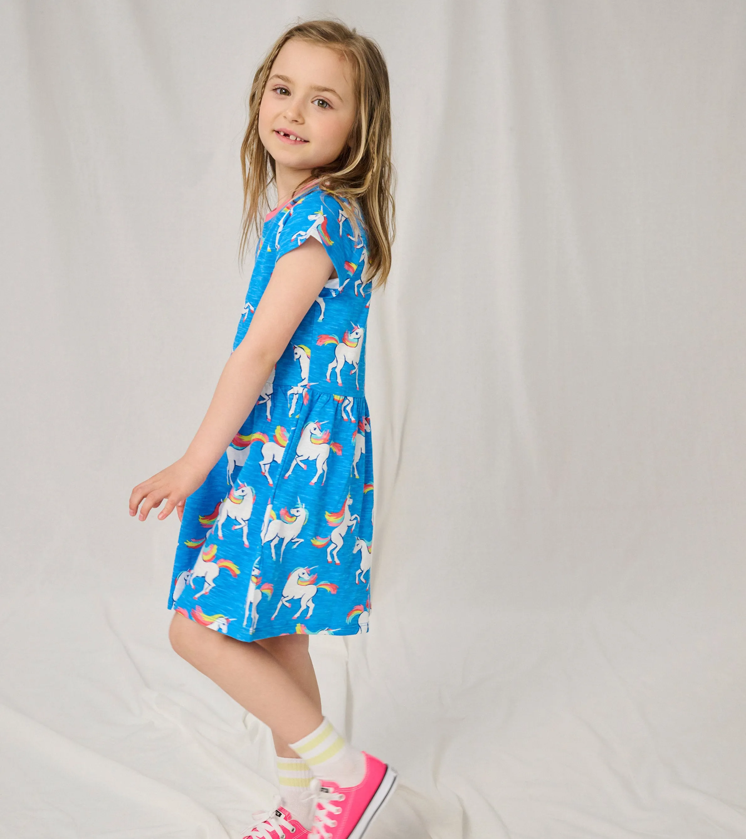 Unicorn Sky Dance Short Sleeved Skater Dress -Hatley