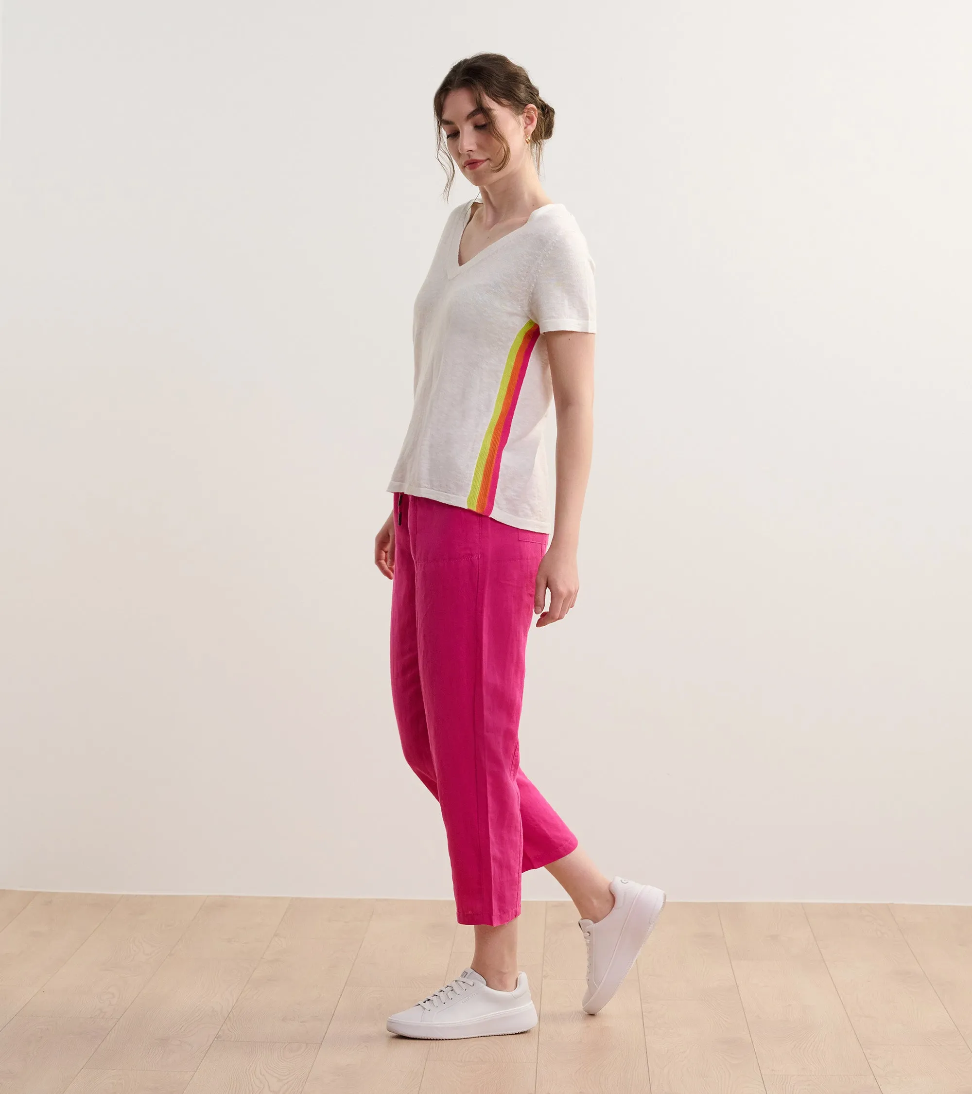 V-Neck Knit Tee - White -Hatley