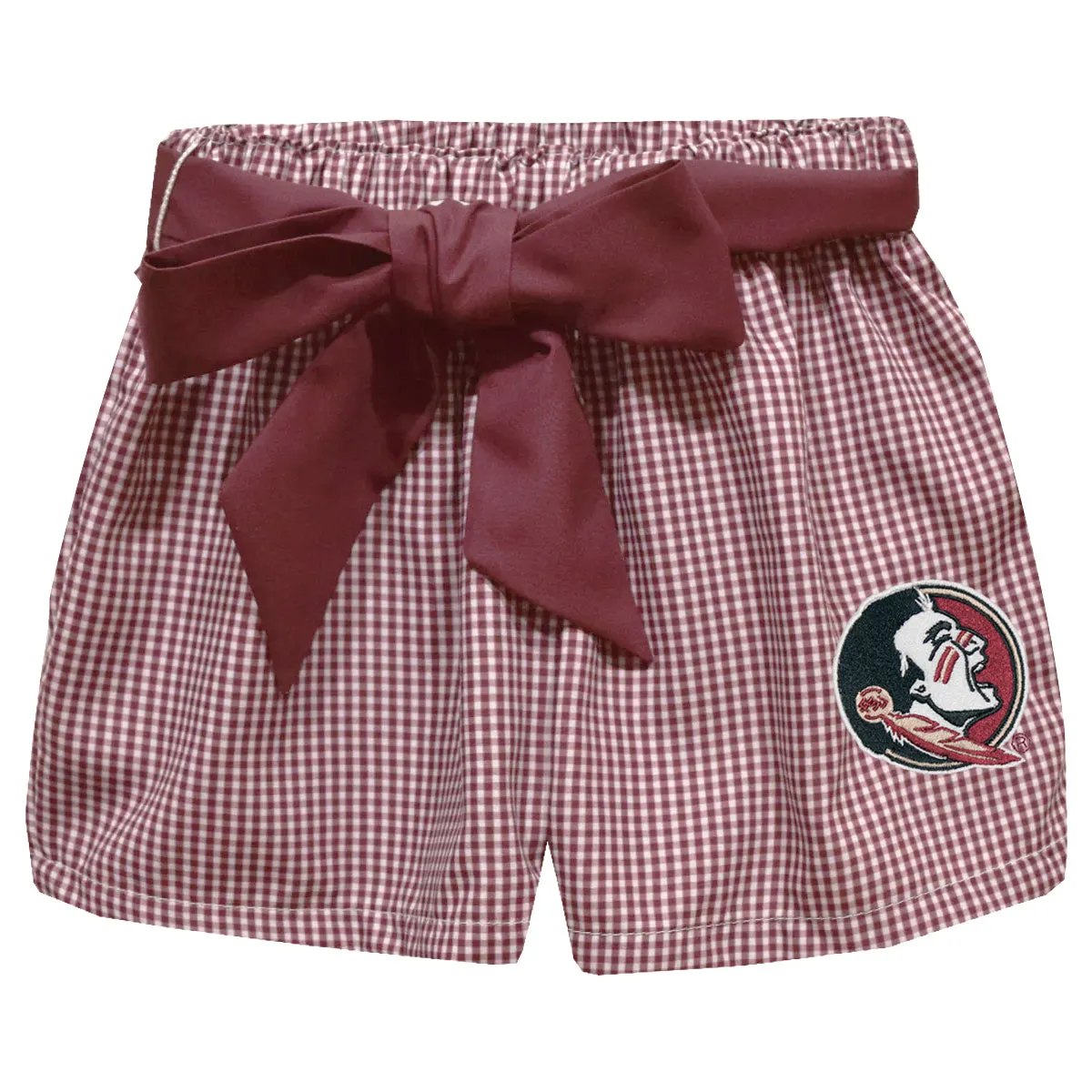 Vive La Fete Infant/Toddler Girl's Seminole Logo Mini Check Short - Garnet/White