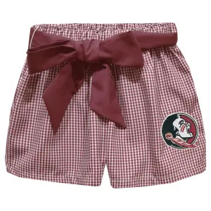 Vive La Fete Infant/Toddler Girl's Seminole Logo Mini Check Short - Garnet/White
