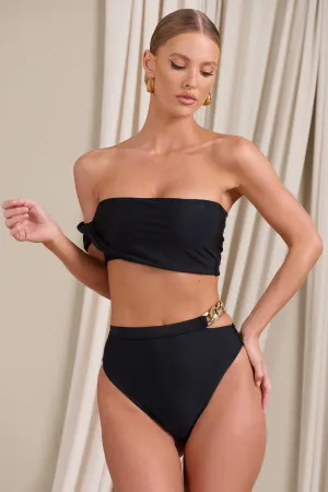 Wealth | Black High Waisted Chain Bikini Bottoms Club L London
