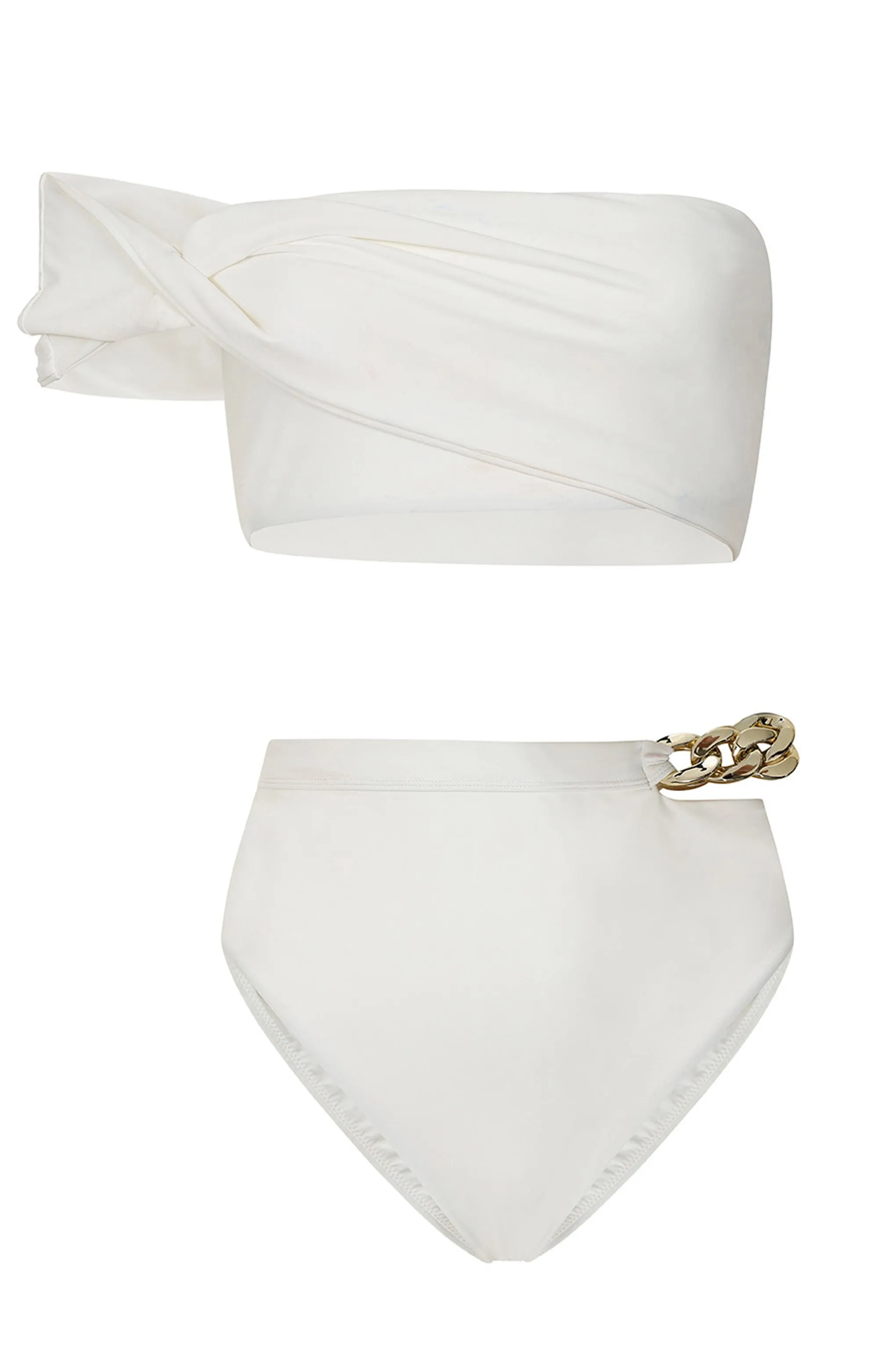 Wealth | White High Waisted Chain Bikini Bottoms Club L London