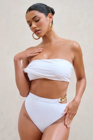 Wealth | White High Waisted Chain Bikini Bottoms Club L London