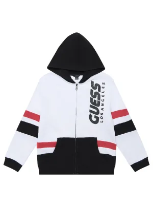 White and Black Hooded Jacket (716) Guess
