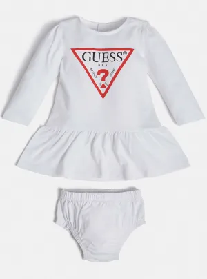 White Dress And Pants 2-Piece Set (3-24m) Guess