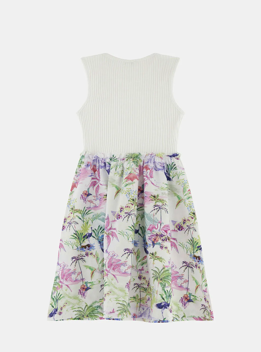 White Mixed Fabric Dress (7-16) Guess