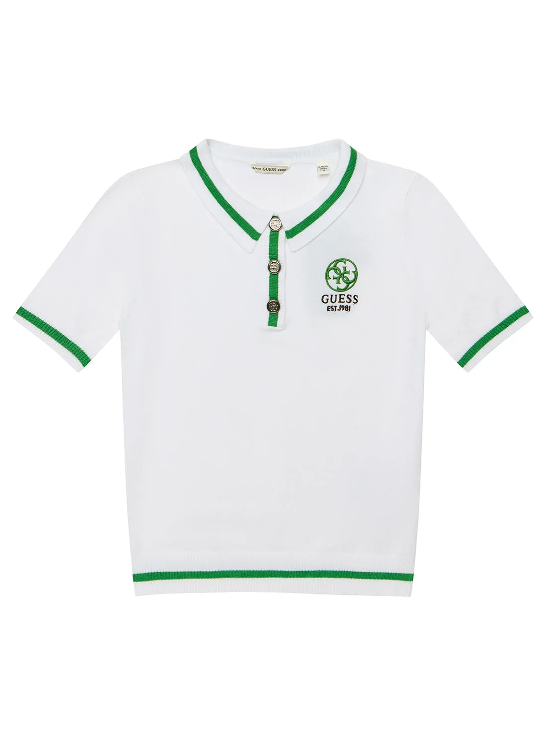 White Short Sleeve Polo Knit Sweater (7-16) Guess