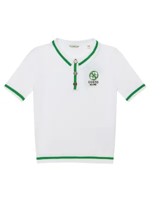 White Short Sleeve Polo Knit Sweater (7-16) Guess