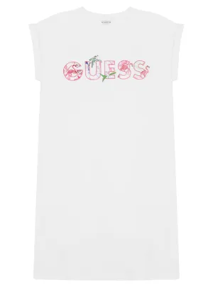 White Stretch Terry Dress (7-16) Guess