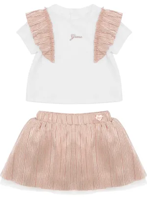 White T-Shirt and Skirt Set (0-12M) Guess