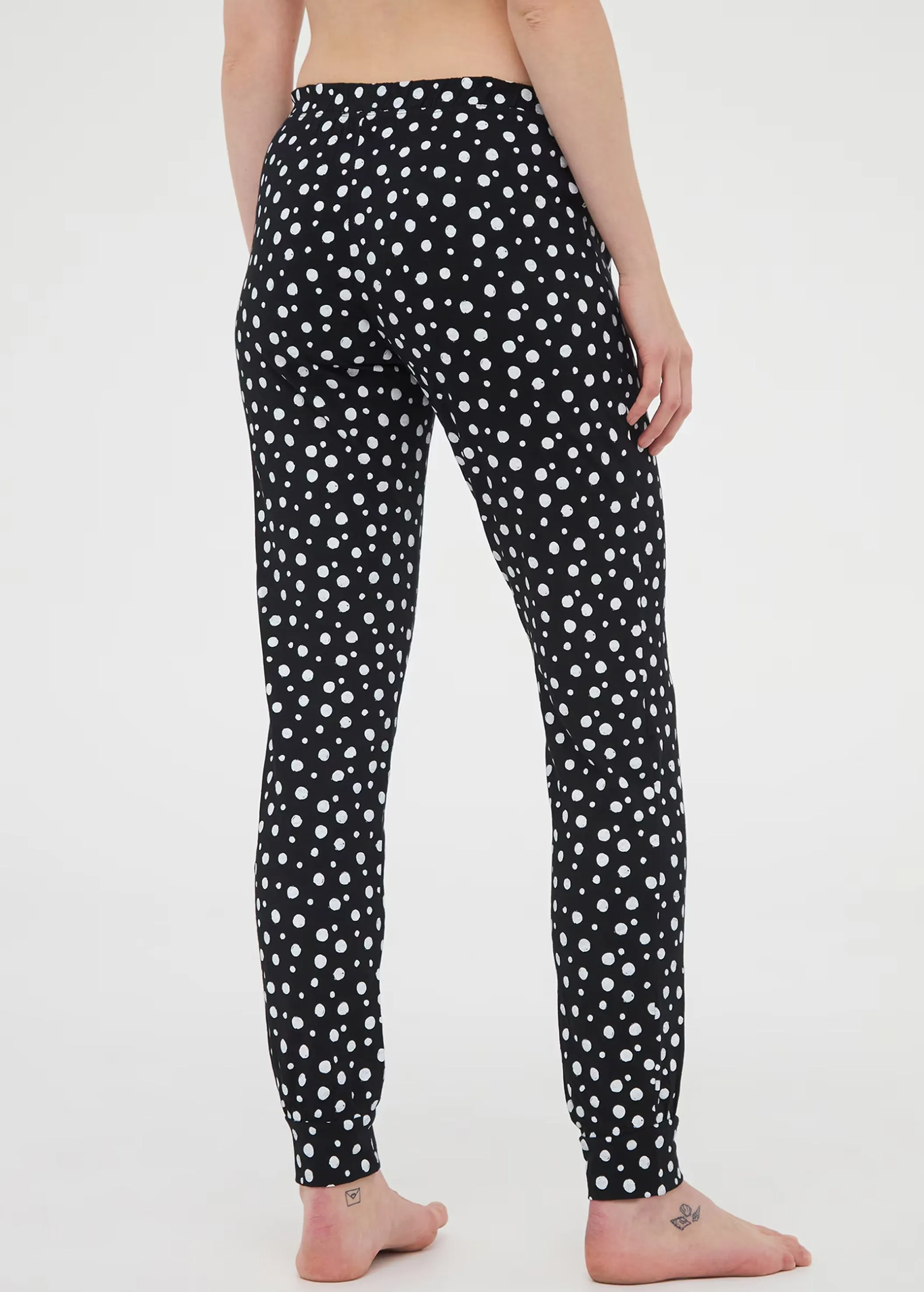 Women's Polka Dots Sleepwear Pants,Black