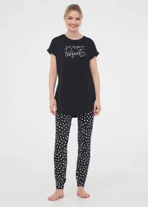 Women's Polka Dots Sleepwear Pants,Black