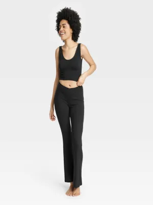 Women's Ribbed Sleepwear Tank Top,Black