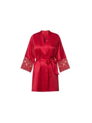 Women's Satin Sleepwear Robe,Red