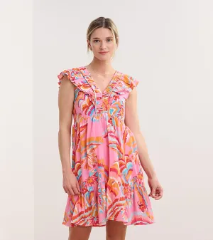 Zoe Ruffle Sleeve Dress - Blooming Palms -Hatley